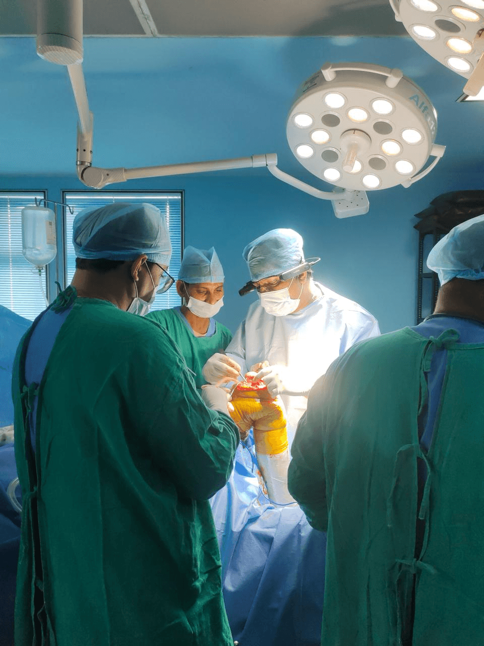Dr. Mayank Chauhan operating with his surgical team
