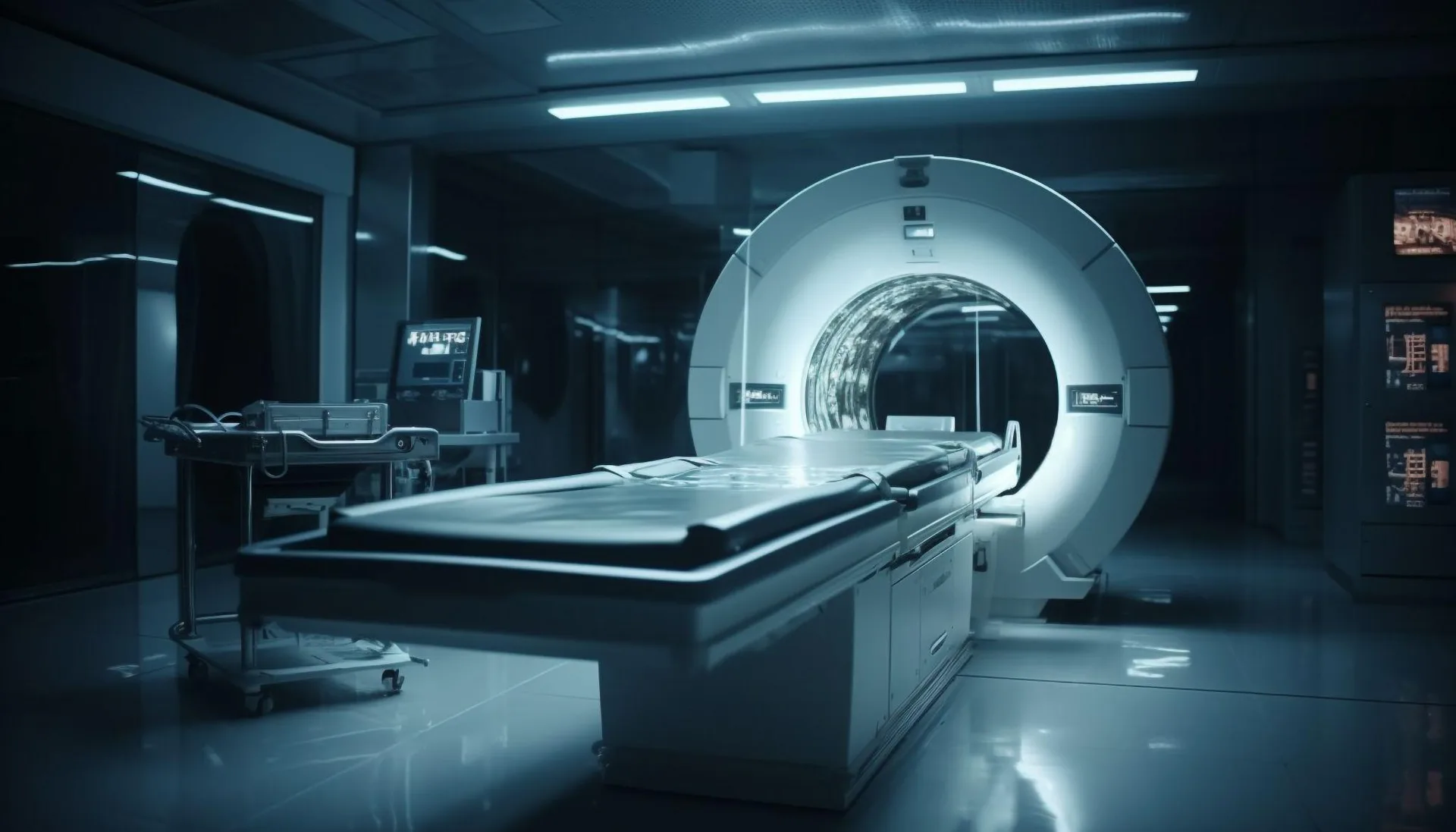 This image shows a modern MRI scanner used to diagnose knee ligament injuries such as ACL and PCL tears.